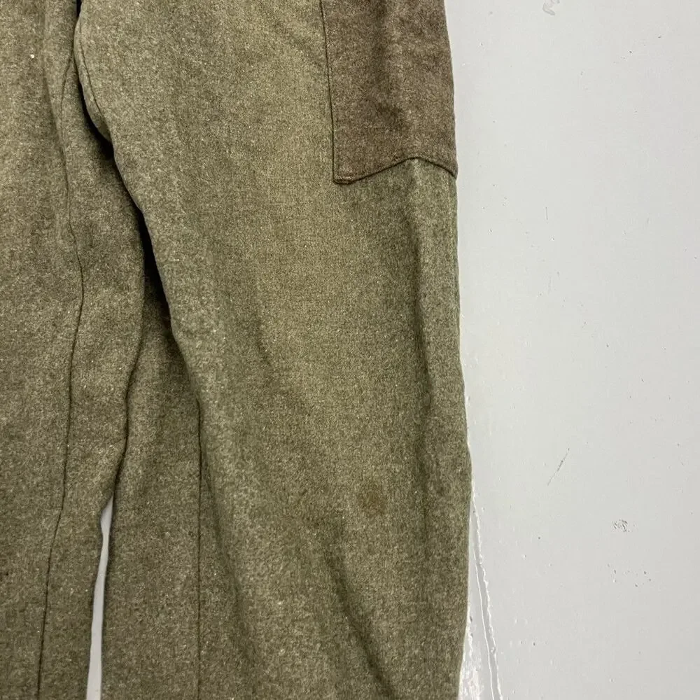 Vintage WW2 Army Green Wool Cargo Trousers 33x32